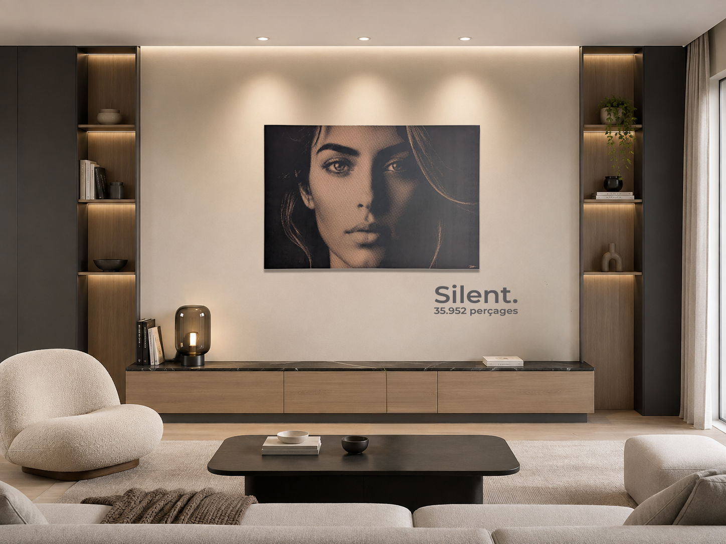 The work Silent presented in an interior